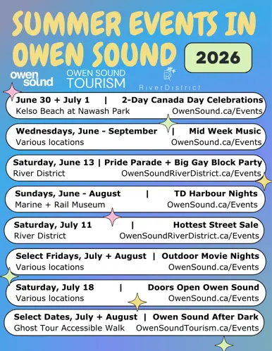 List of summer events in Owen Sound by date