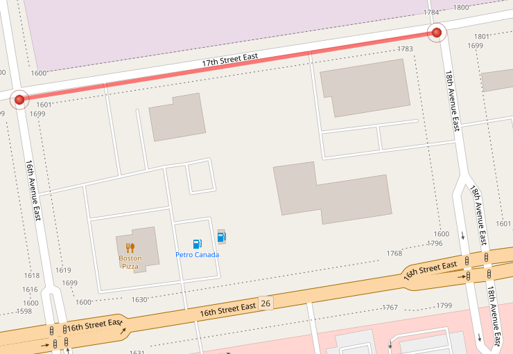 17th Street East Closure Map