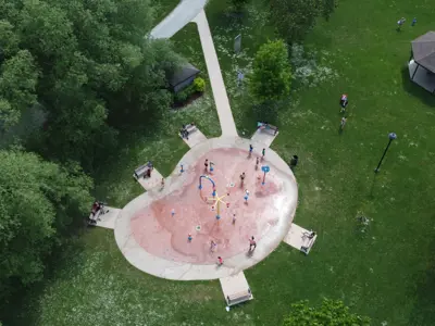 Aerial view of Splash Pad at Kelso