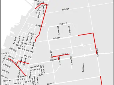 Map highlighting where seasonal road restrictions are in Owen Sound