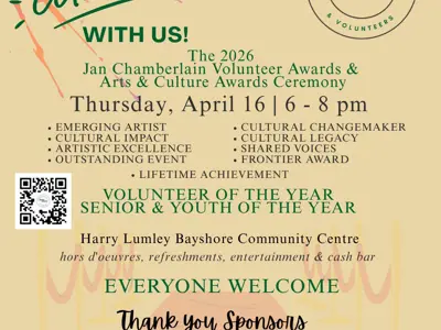 All are invited to the Arts, Culture and Volunteer awards ceremony on Thurs. April 16 at the Bayshore.
