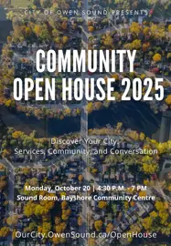Community Open House words over picture of houses