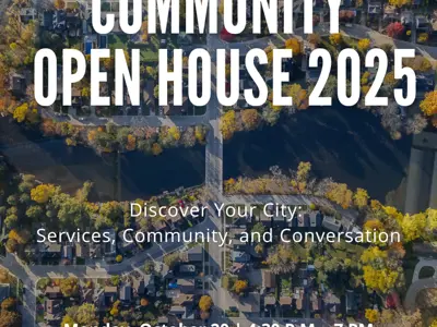 Community Open House words over picture of houses
