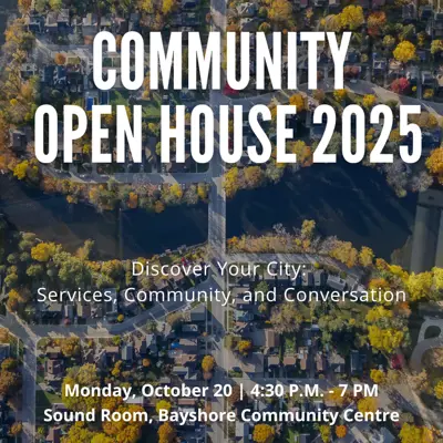 Community Open House words over picture of houses
