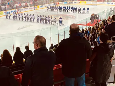 High school hockey game at the Bayshore