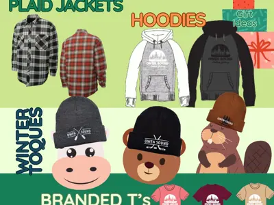 Picture of Owen Sound branded shirts, toques and jackets