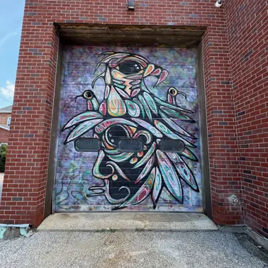 Image of the mural on the loading dock door.