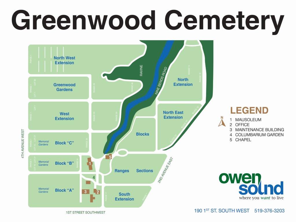 Map of Greenwood Cemetery