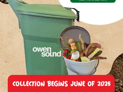 Green bin promotion with slogan - Small Actions, Big Impact.  Use the Green Bin.