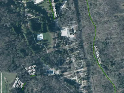 Map of the Mile Drive closure will extend from the South Bridge at the Harrison Park Campground to the North Bridge at the overflow parking trailhead.