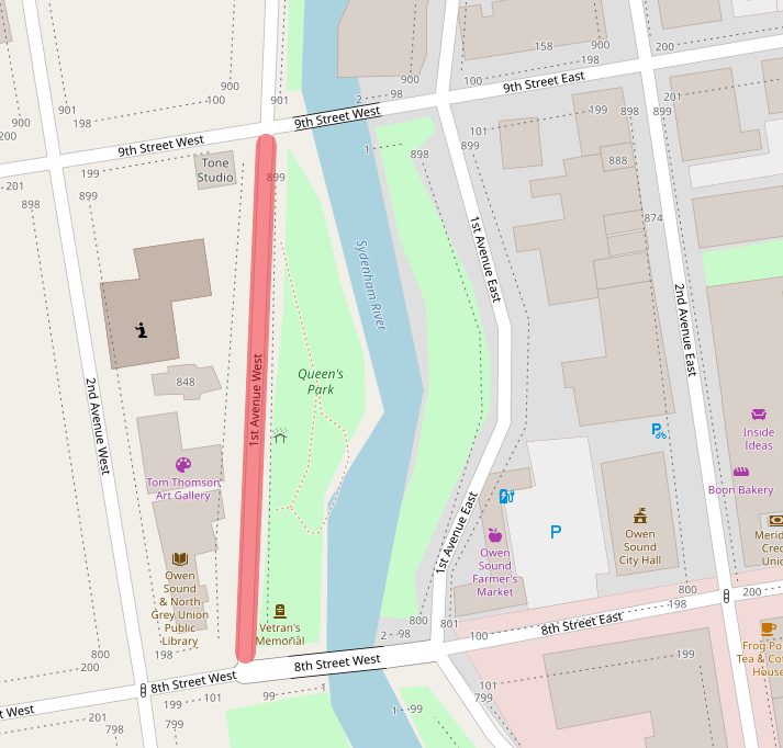 Closure map (800 block of 1st Ave West)