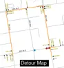 Detour map for temporary 8th St E road closure
