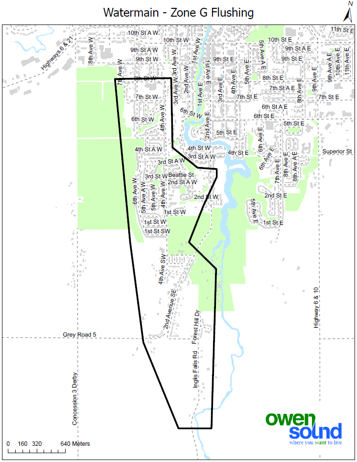 Watermain map of Zone G